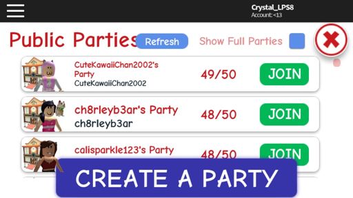 Thememecrystal Roblox Amino - how to make a party in roblox meep city