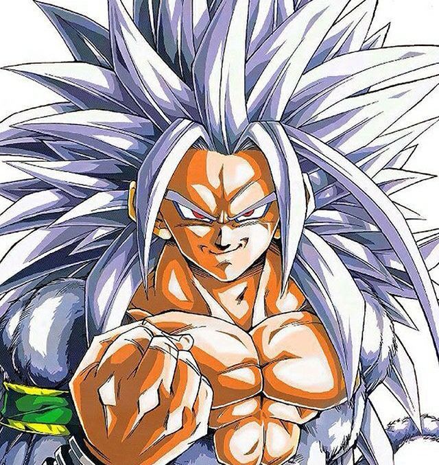 Goku as a Super Saiyan 5 in a retro style picture.