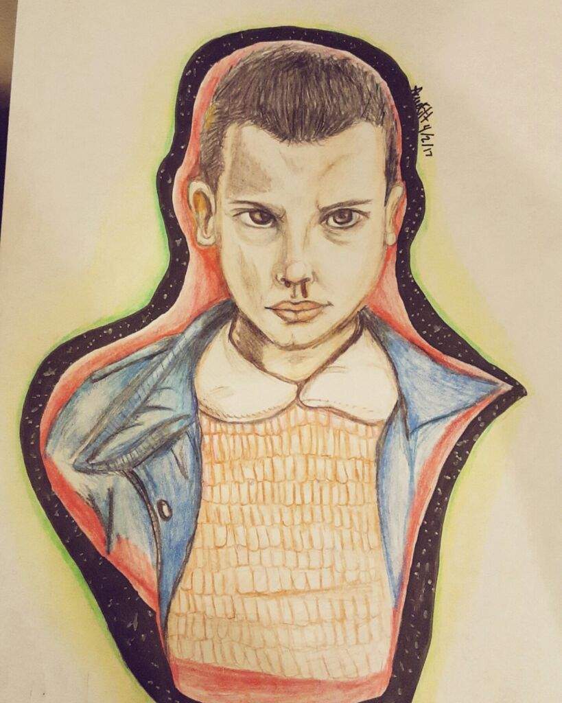 Stranger Things Eleven Drawing Stranger Things Print Eleven Portrait