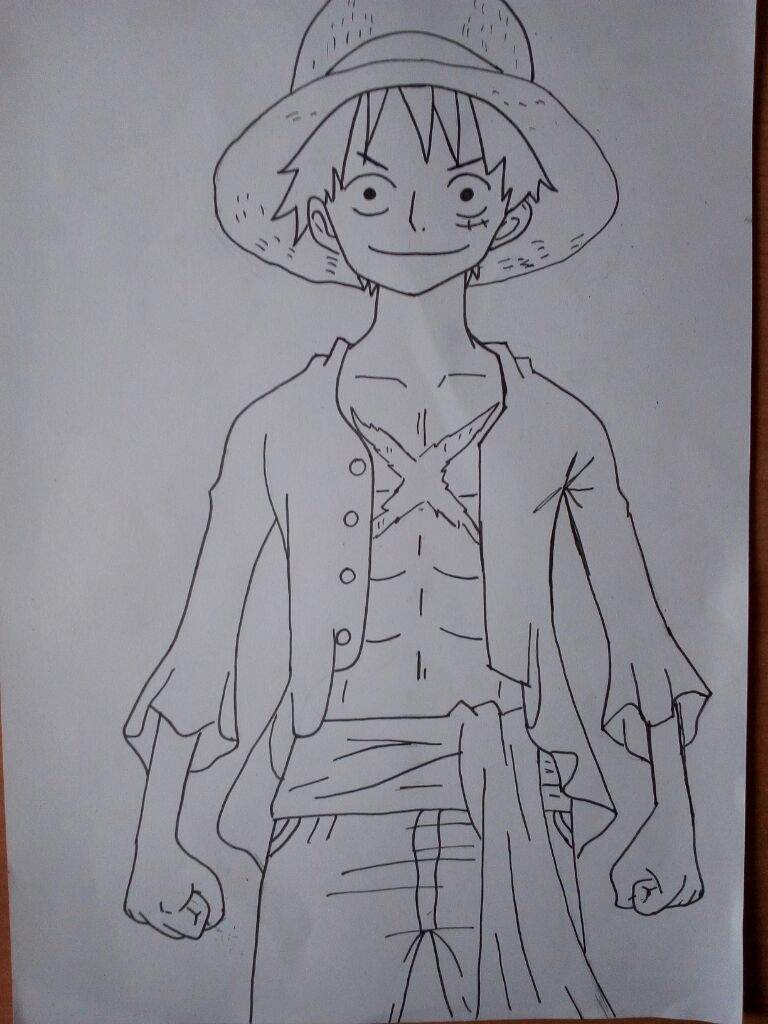 Tutorial: proceso dibujo luffy | •One Piece• Amino