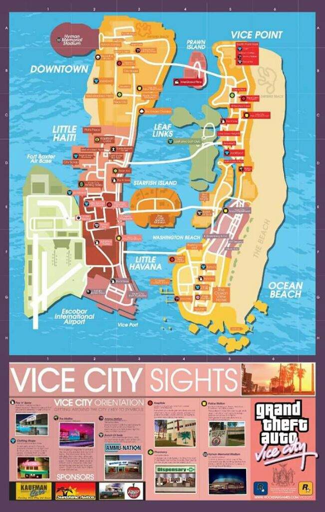 Grand Theft Auto: Vice City Booklet Map | Video Games Amino