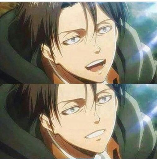 Levi sonriendo Omg :'