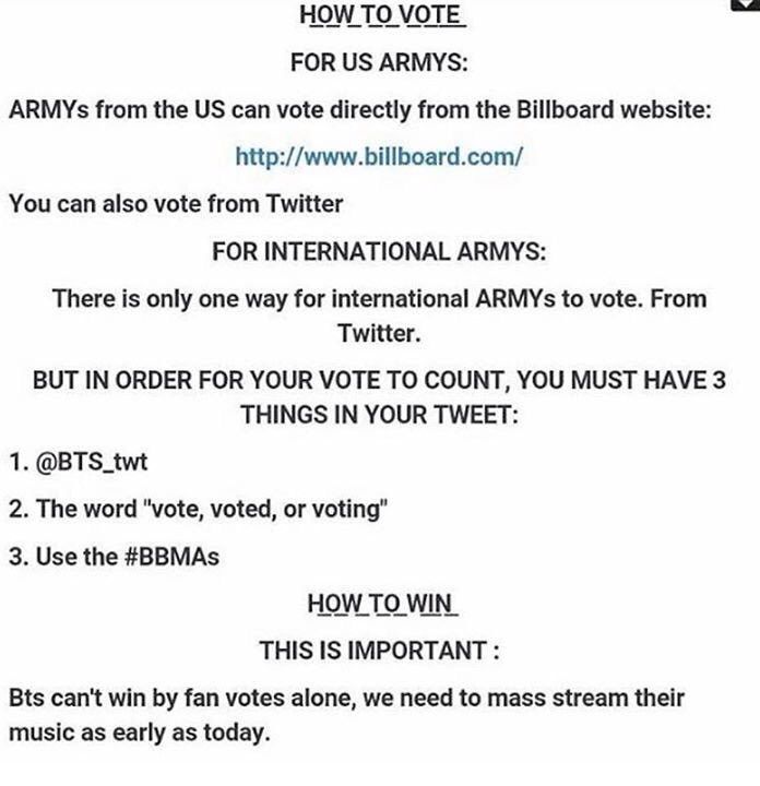 HOW TO VOTE BTS ON BBMAs ARMY's Amino