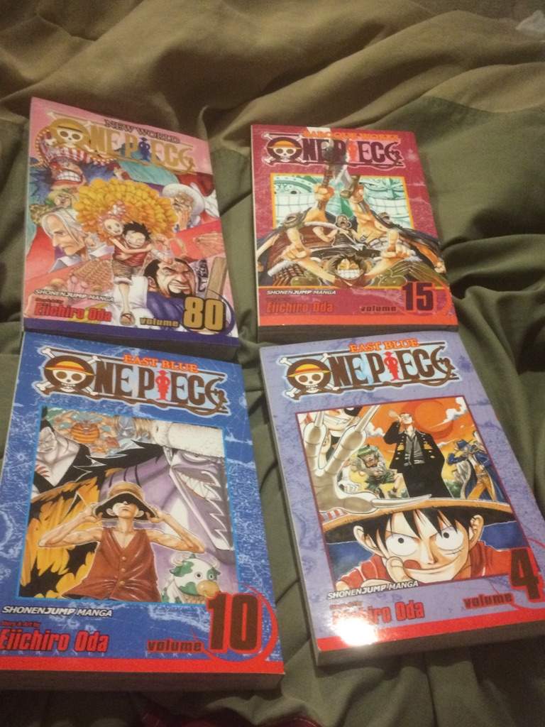 One Piece Manga Volumes 4 10 15 And 80 One Piece Amino
