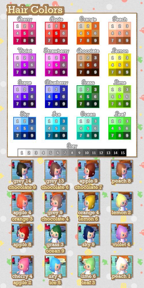 Hair Custom Design Colour Guide Animal Crossing Amino