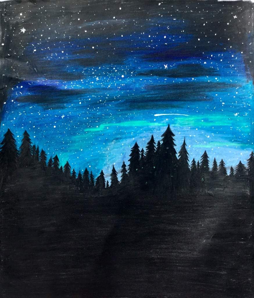 Night Sky Drawing Color Pencil - bestpencildrawing