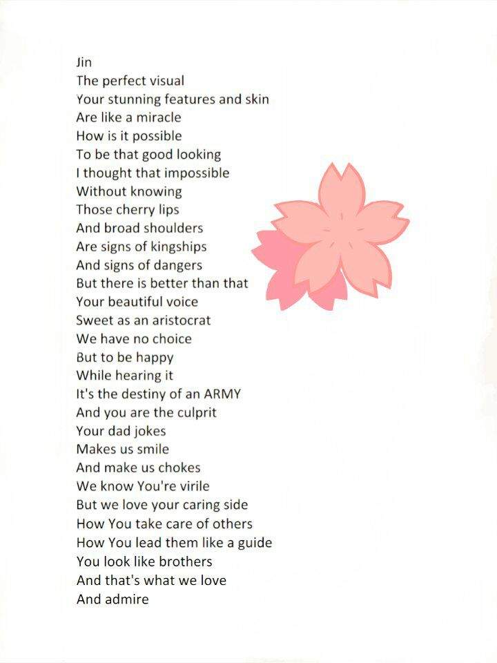 My BTS poems Jin ARMY's Amino