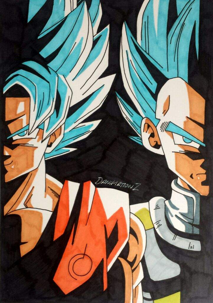 Goku And Vegeta Ssb Drawing 