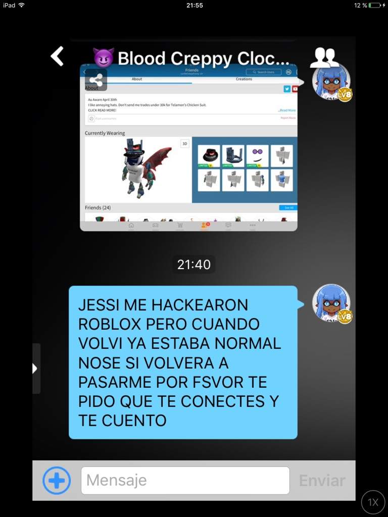 Mi Hackeo Roblox Amino Amino - una de las pruebas ya que no tome screenshots por razones de que lo menos que importaba en el momento que me estaban hackeando era tomar screenshots