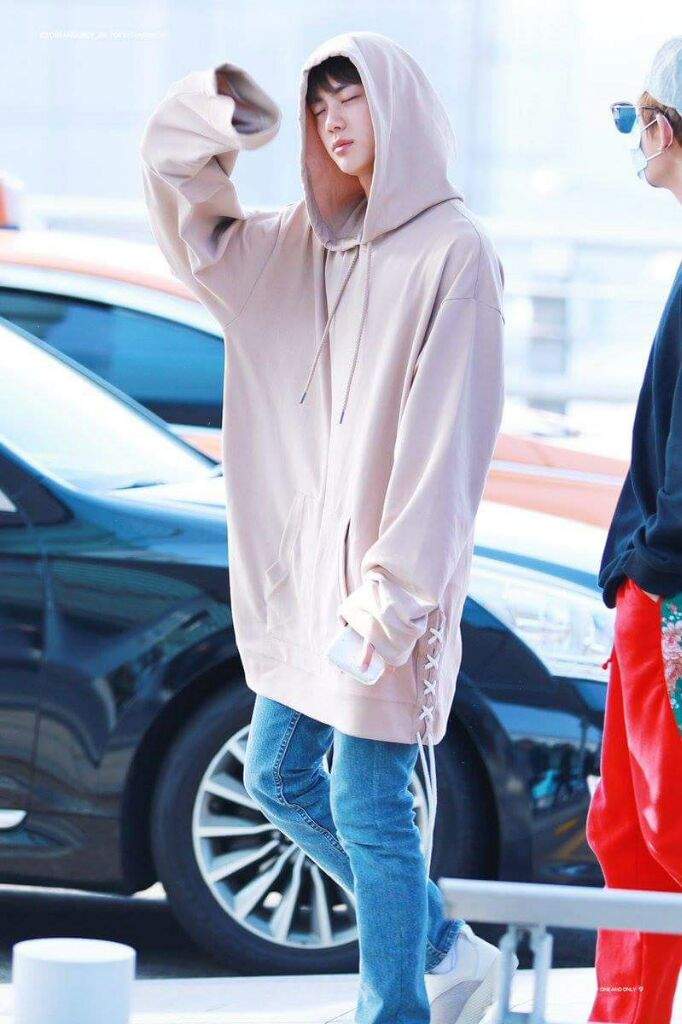 jin wearing hoodie