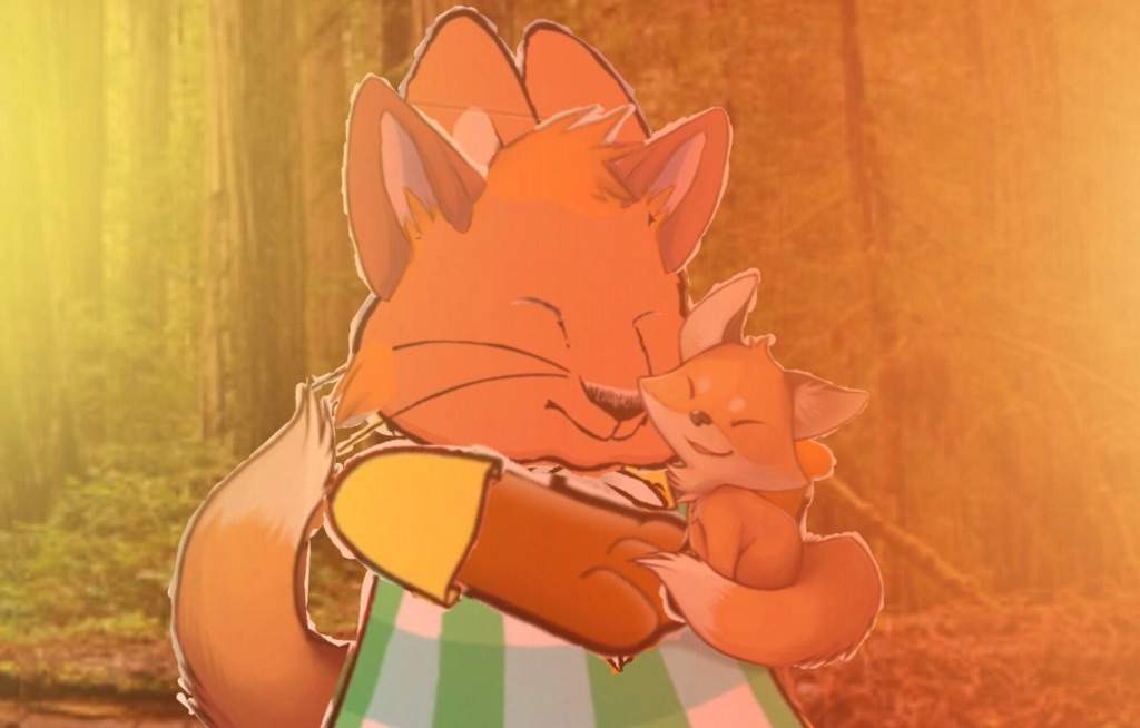 cute-fox-louise-is-giving-a-baby-fox-an-aorable-nose-kiss-cartoon-amino