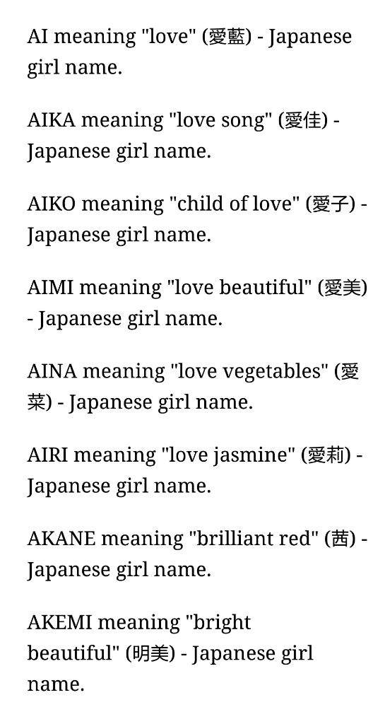 Anime Girl Names