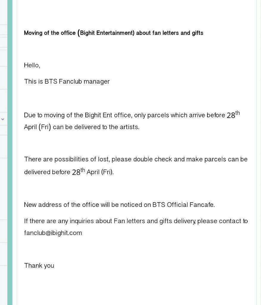 Cara Menghantar Surat Ke Bighit