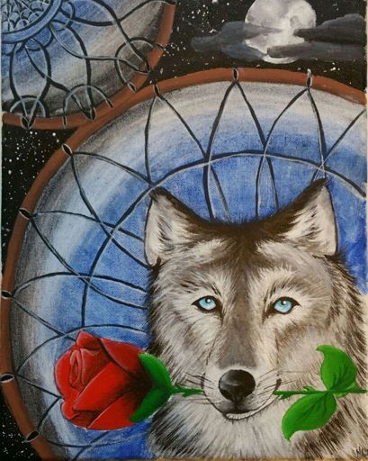 Wolf with rose commision | Art Amino