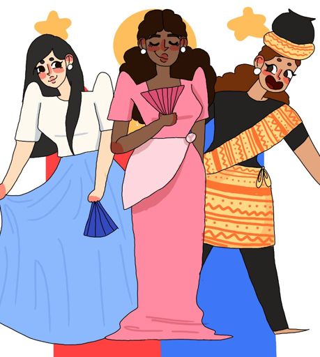 The schuyler sisters in traditional Filipino outfits | Hamilton Amino