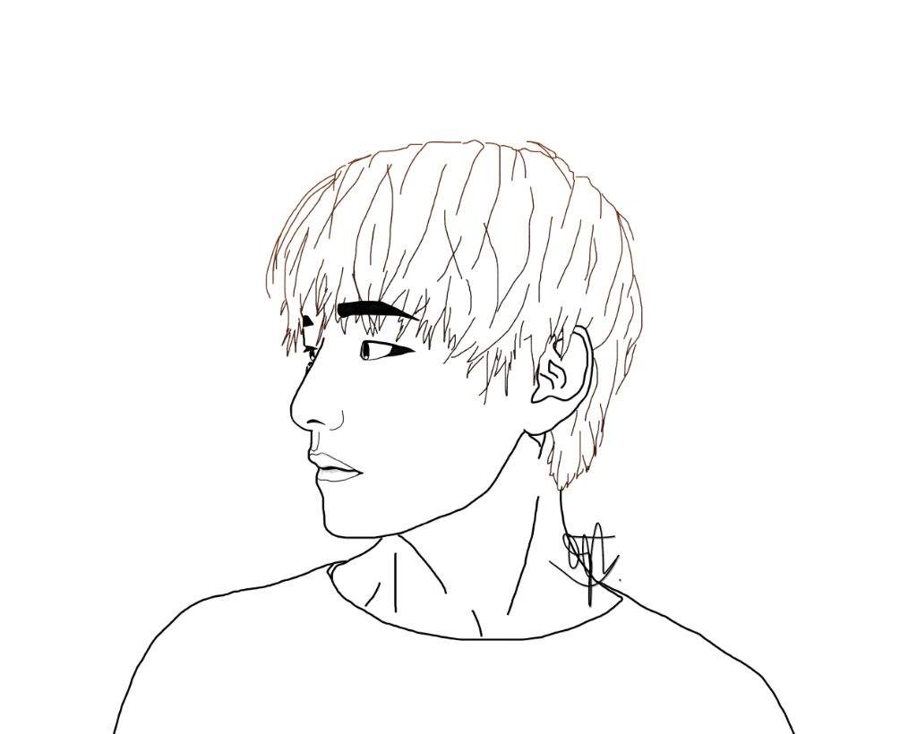 Taehyung Outline Fanart | ARMY's Amino