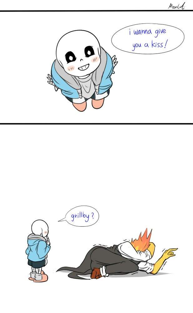 Cute grillby and sans comic | Undertale Amino