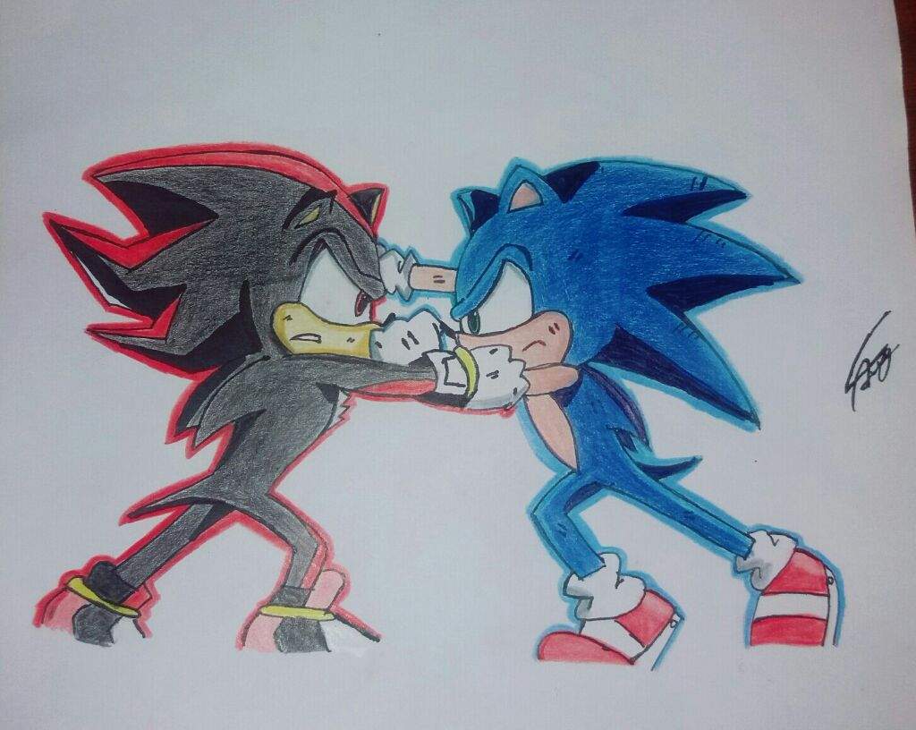 💥💥DIBUJANDO A SONIC VS SHADOW💥💥💙💙 | Sonic the Hedgehog Español Amino