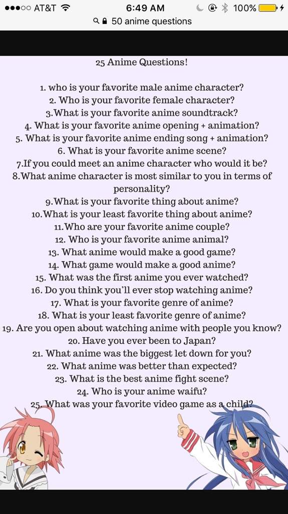 25 Anime Questions Anime Amino