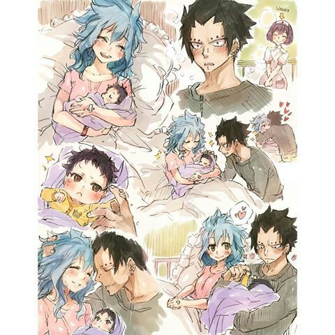 Aww!! Daddy Gajeel is crying!! So happy to meet his baby girl ...