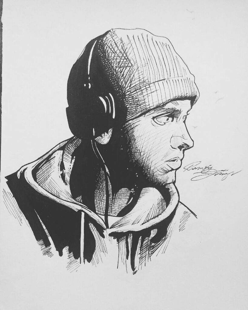 Рисунок eminem карандашом