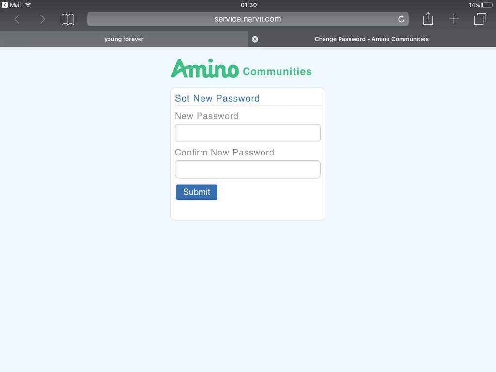 Amino login page password