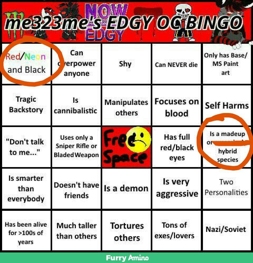 Edgy OC Bingo Meme Furry Amino