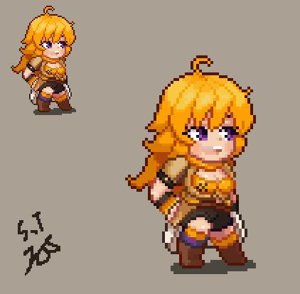 Yang Original Outfit Pixel Art | RWBY Amino