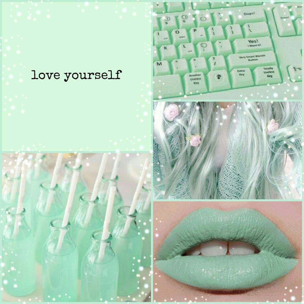 Mint aesthetic mood  board Pastel Amino