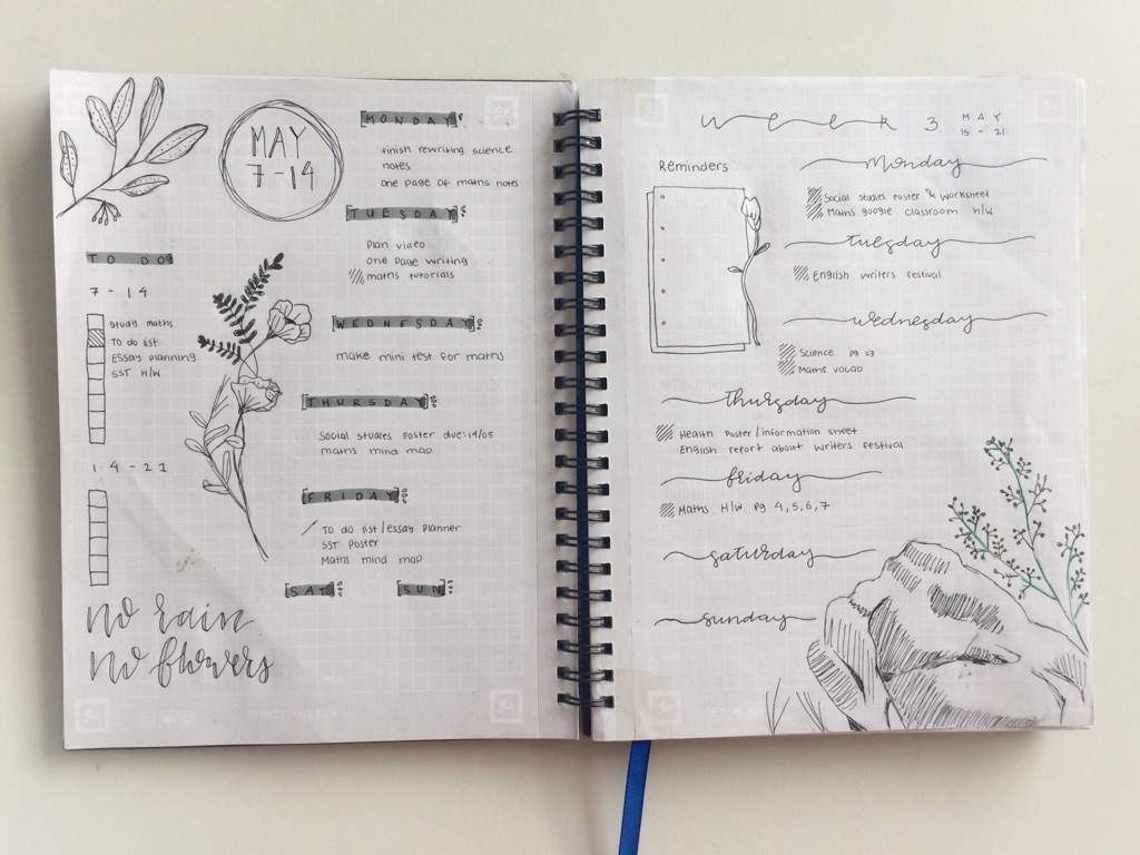 Notes & bujo weekly spread | Studying Amino Amino