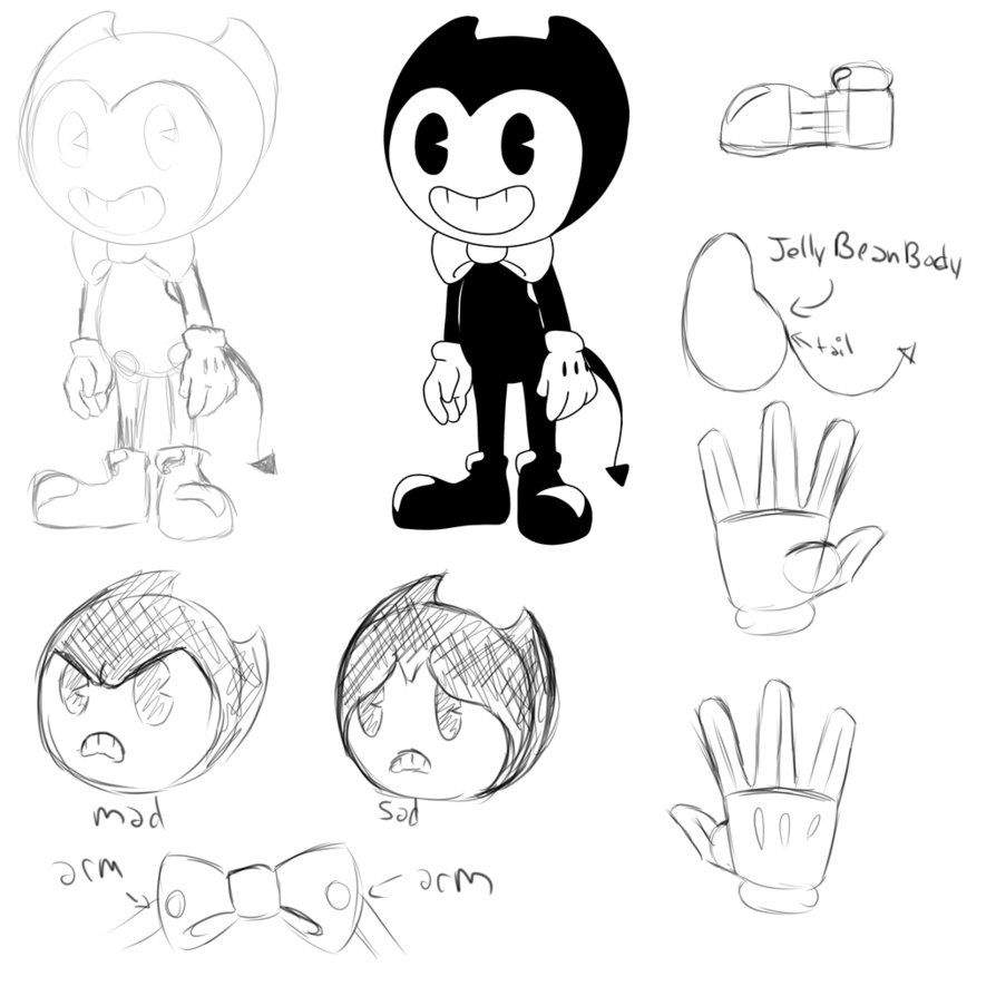 How To Draw Bendy And The Ink Machine Step By Step