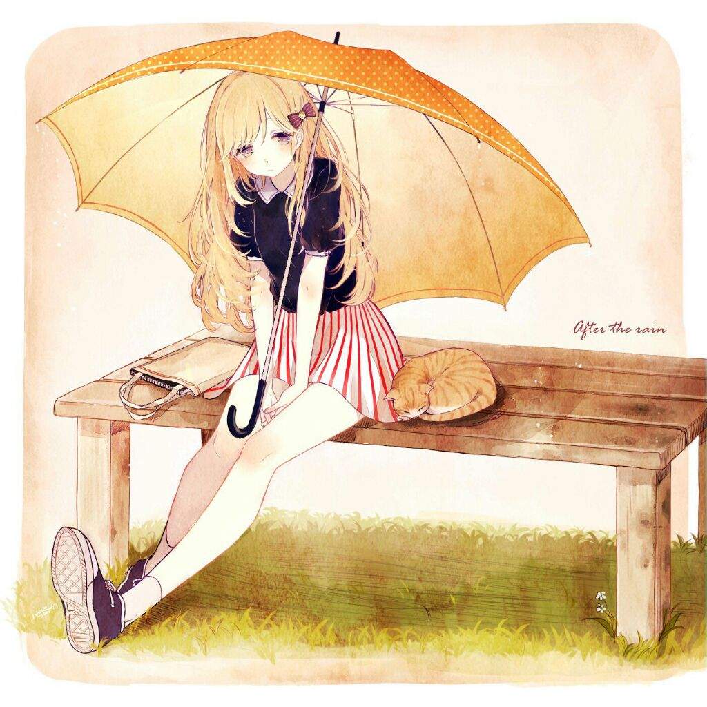 ангел сидящий на скамейке под зонтиком