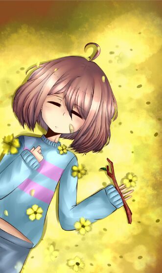 Frisk on golden flowers | Undertale Amino