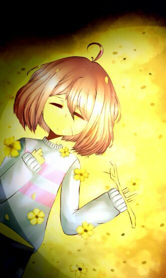 Frisk on golden flowers | Undertale Amino