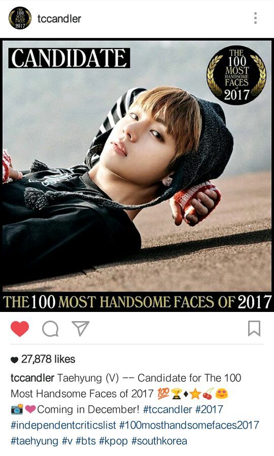 Let S Vote And Nominate Bts In 100 Most Handsome Faces Of 17 Kim Taehyung Amino