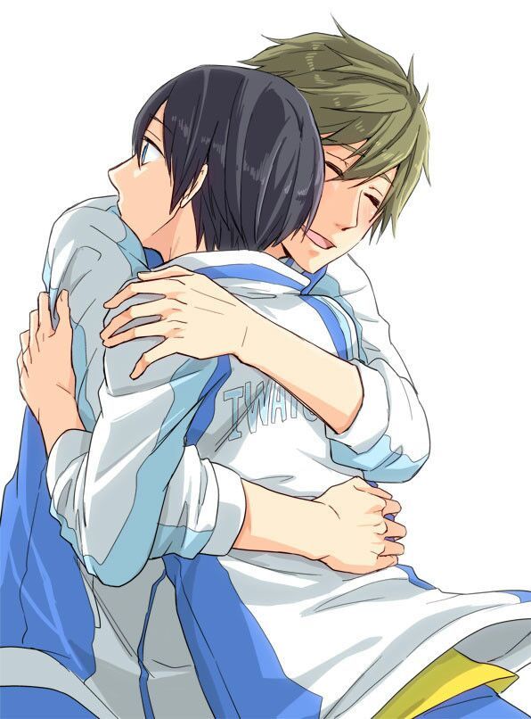 cute gay anime hug