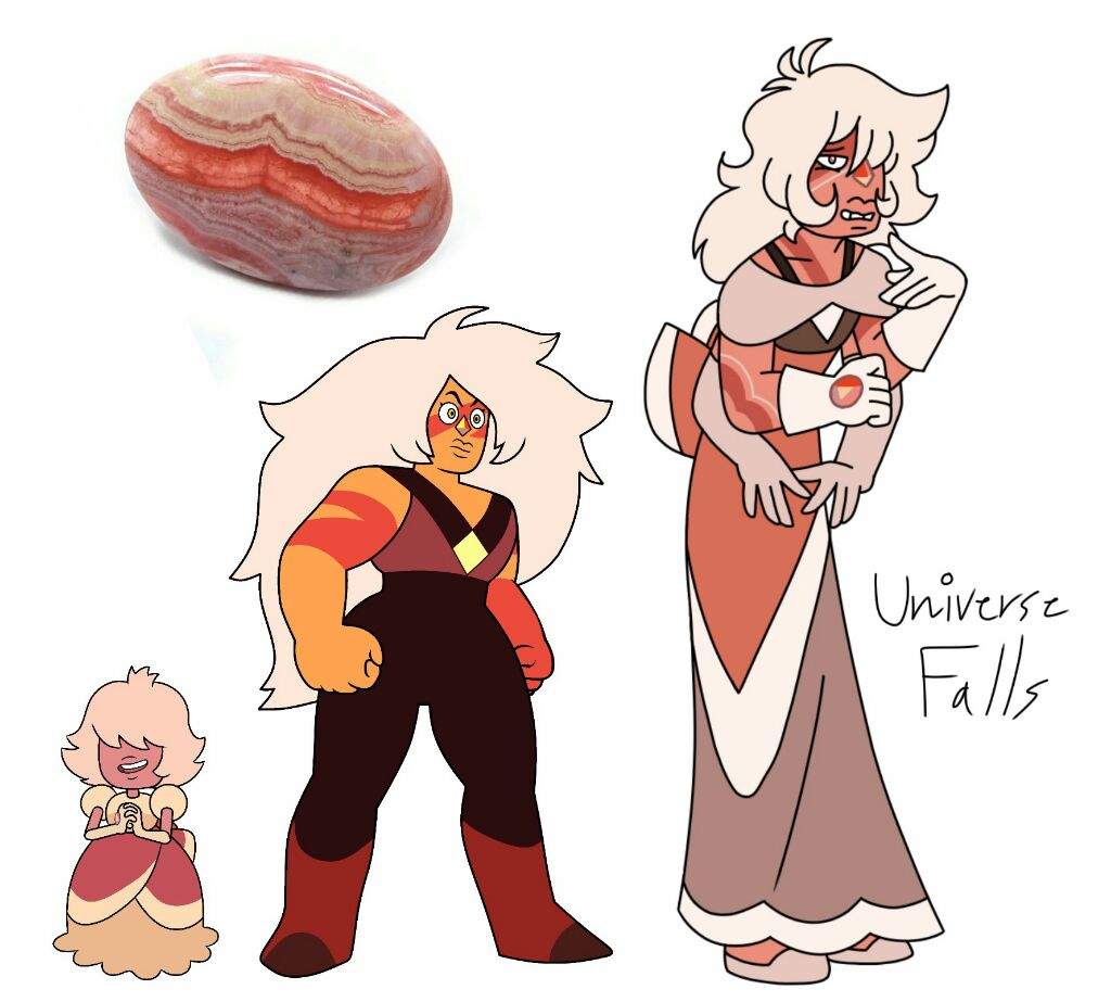 Here is Rhodochrosite, the fusion of Jasper and Padparadscha, the off color...