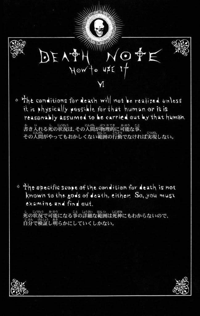 death note rules contact with