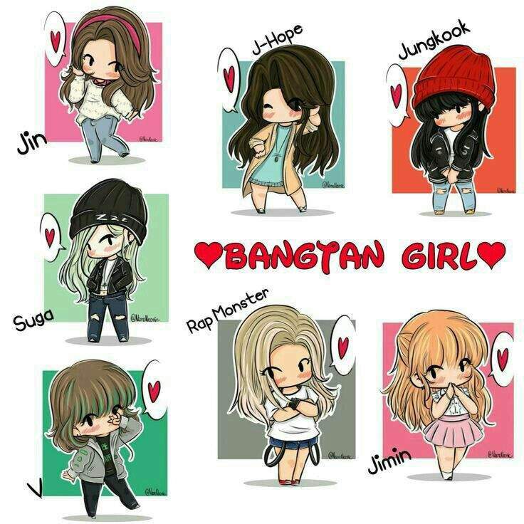 Bts as girls (chibi version) | ARMY's Amino