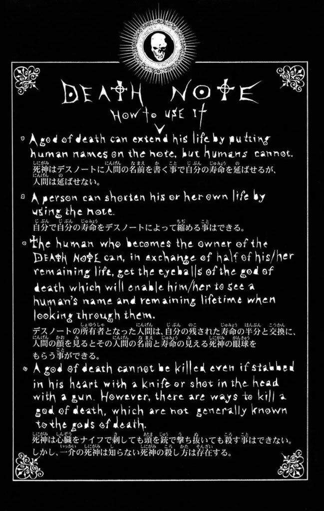 death note rules blank