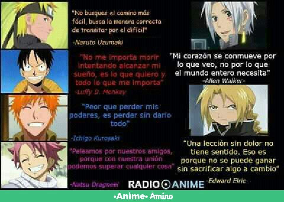 GRANDES FRASES DE GRANDES PERSONAJES | •Anime• Amino