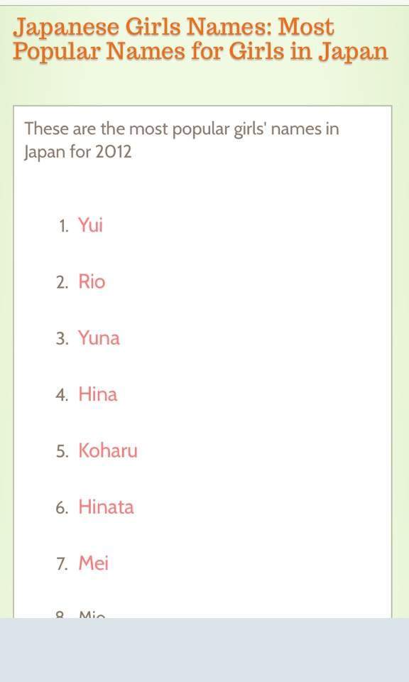 Japanese names for girls