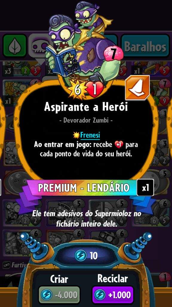 Minhas Cartas Lendárias De Pvz Heroes 