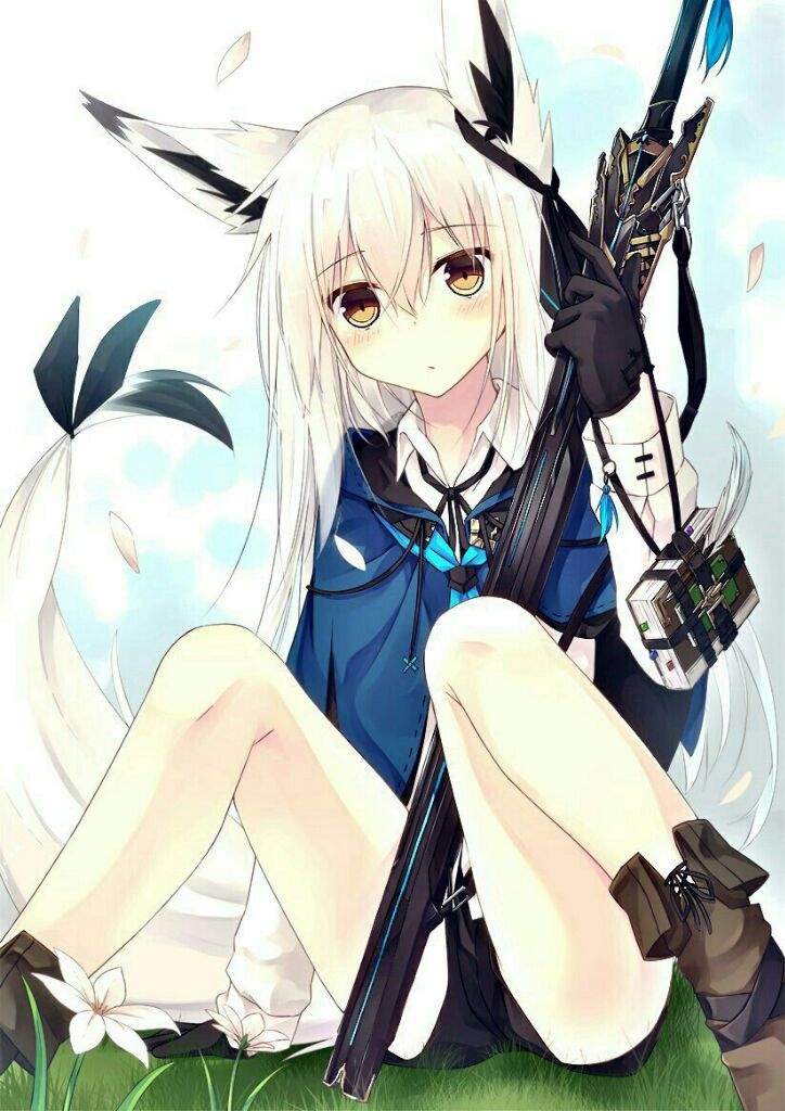 Cute anime white fox