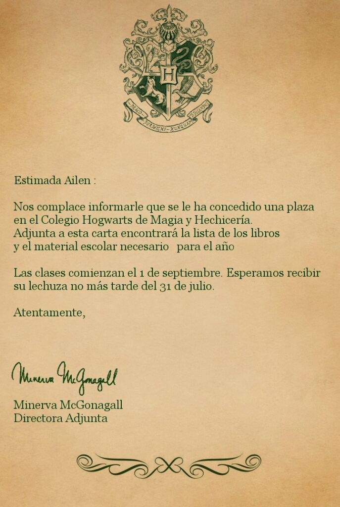Mi carta de hogwarts :'D  •Harry Potter• Español Amino