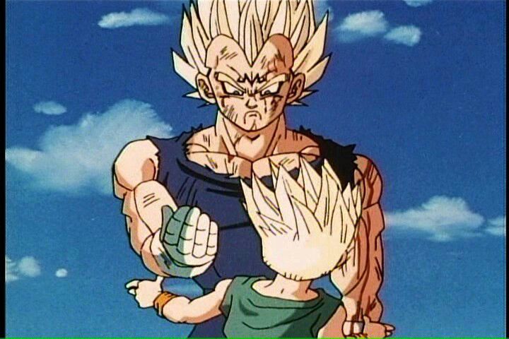 majin vegeta hugging trunks