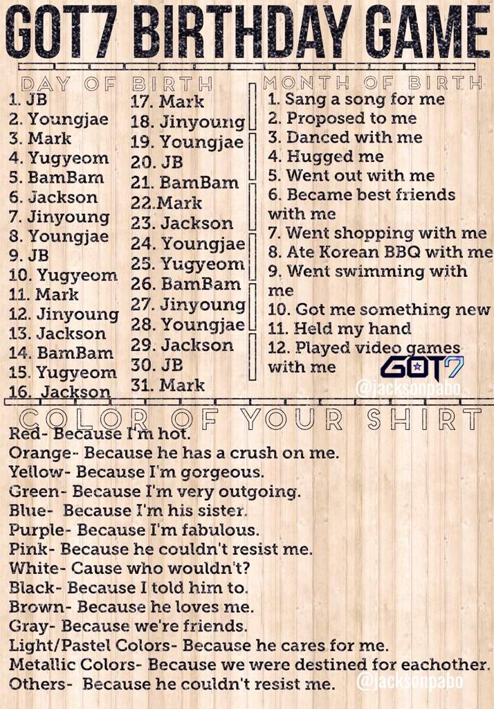 Got7 Birthday Game Got7 Amino