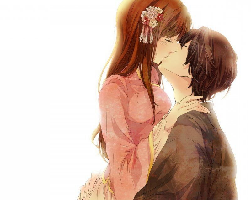 Boy and girl in love anime