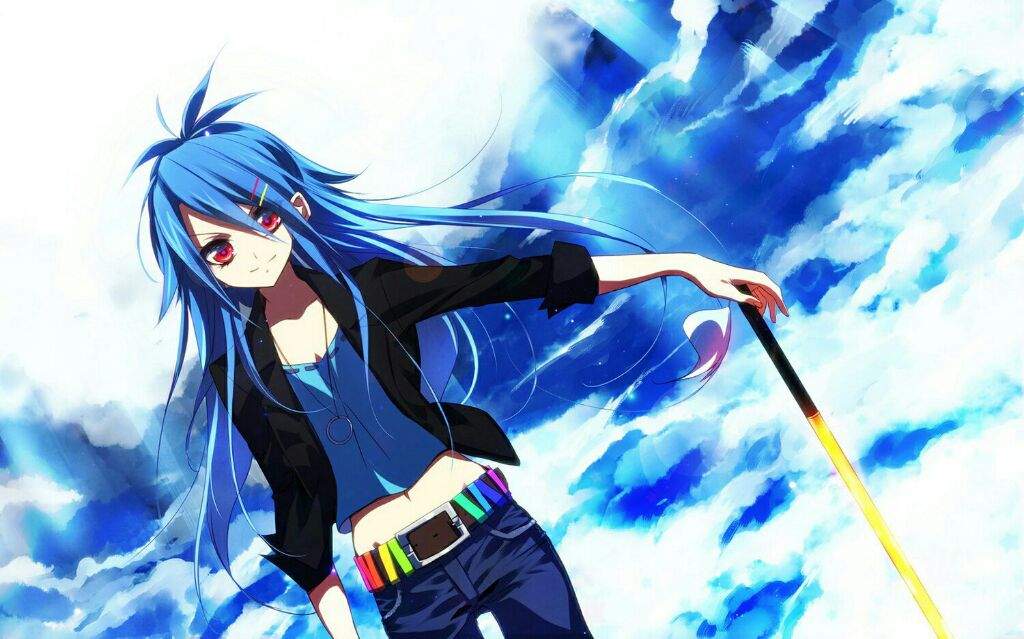 Anime girl with blue hair