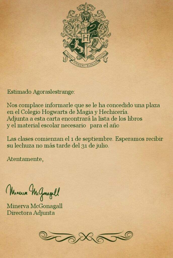 Mi carta de hogwarts  •Harry Potter• Español Amino